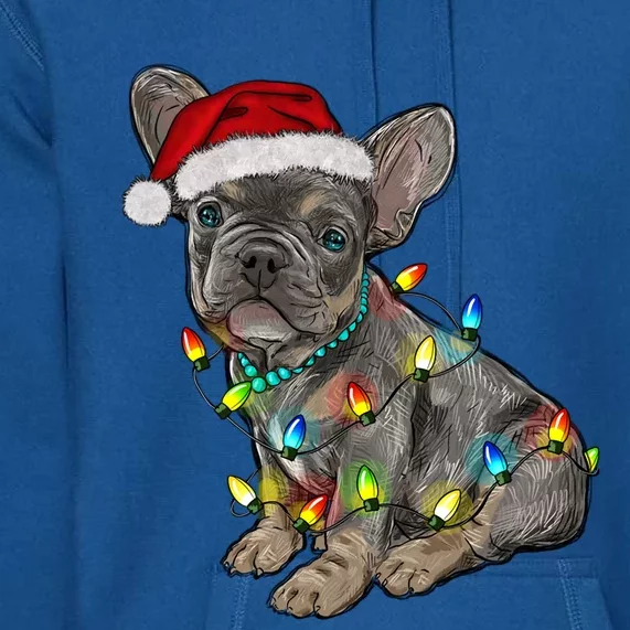 French Bulldog Frenchie Christmas Lights Cute Gift Premium Hoodie