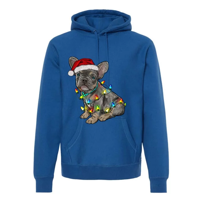 French Bulldog Frenchie Christmas Lights Cute Gift Premium Hoodie