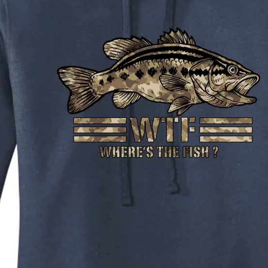 Funny Bass Fishing Camo Wtf Wheres The Fish Gift Women's Pullover Hoodie