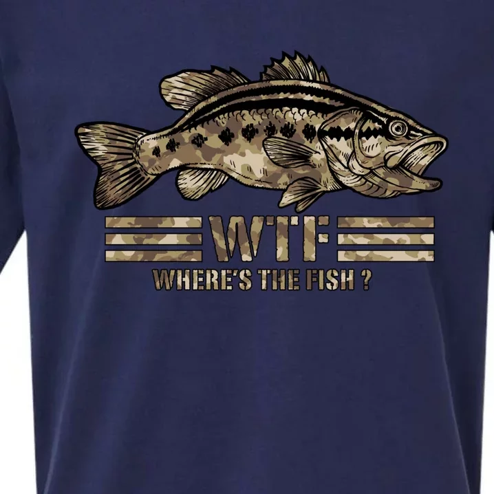 Funny Bass Fishing Camo Wtf Wheres The Fish Gift Sueded Cloud Jersey T-Shirt