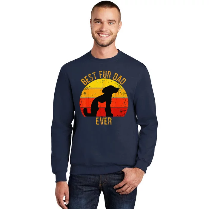 Funny Best Fur Dad Ever Vintage Retro Dog Cat Owner Sweatshirt