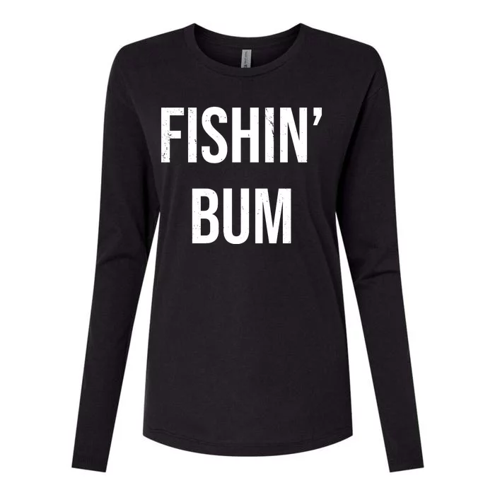 Fishin Bum Funny Fishing Fisherman Womens Cotton Relaxed Long Sleeve T-Shirt