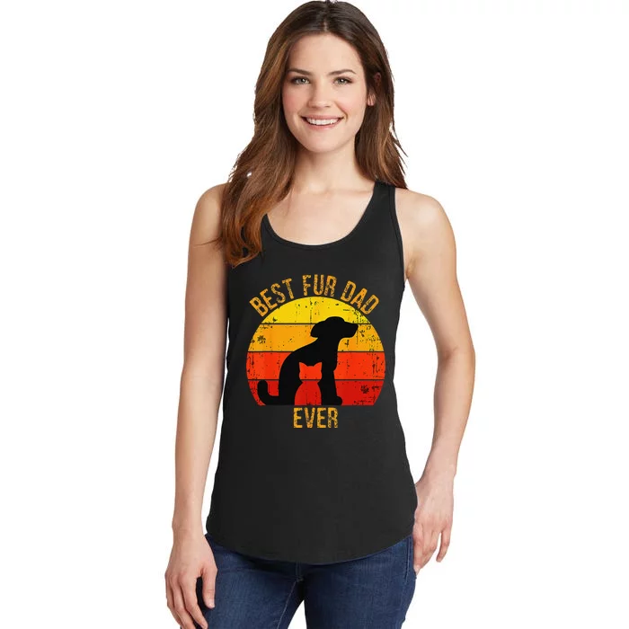 Funny Best Fur Dad Ever Vintage Retro Dog Cat Owner Ladies Essential Tank