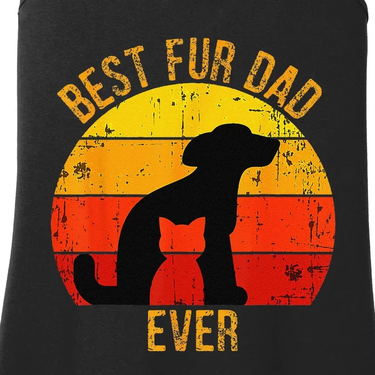 Funny Best Fur Dad Ever Vintage Retro Dog Cat Owner Ladies Essential Tank