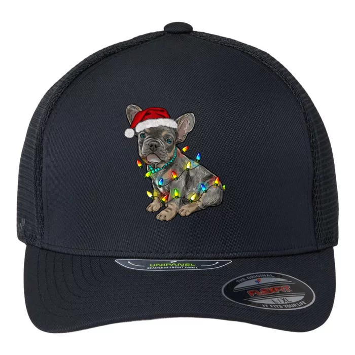 French Bulldog Frenchie Christmas Lights Cute Gift Flexfit Unipanel Trucker Cap