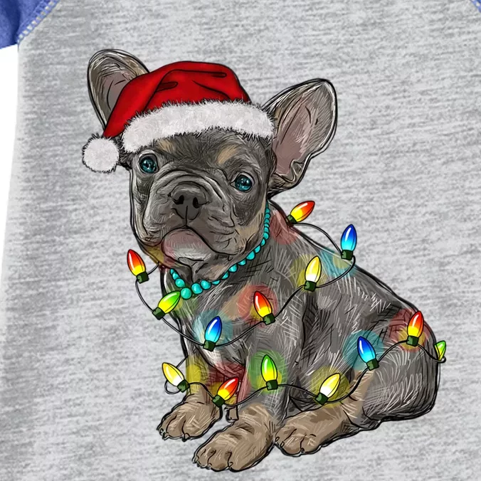 French Bulldog Frenchie Christmas Lights Cute Gift Infant Baby Jersey Bodysuit