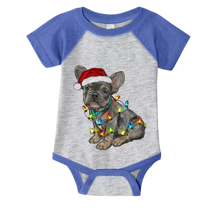 French Bulldog Frenchie Christmas Lights Cute Gift Infant Baby Jersey Bodysuit