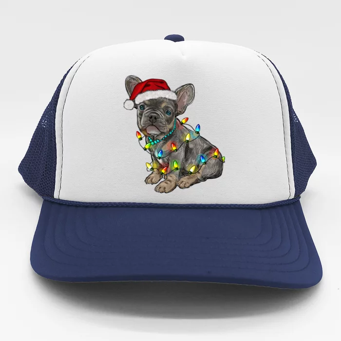 French Bulldog Frenchie Christmas Lights Cute Gift Trucker Hat