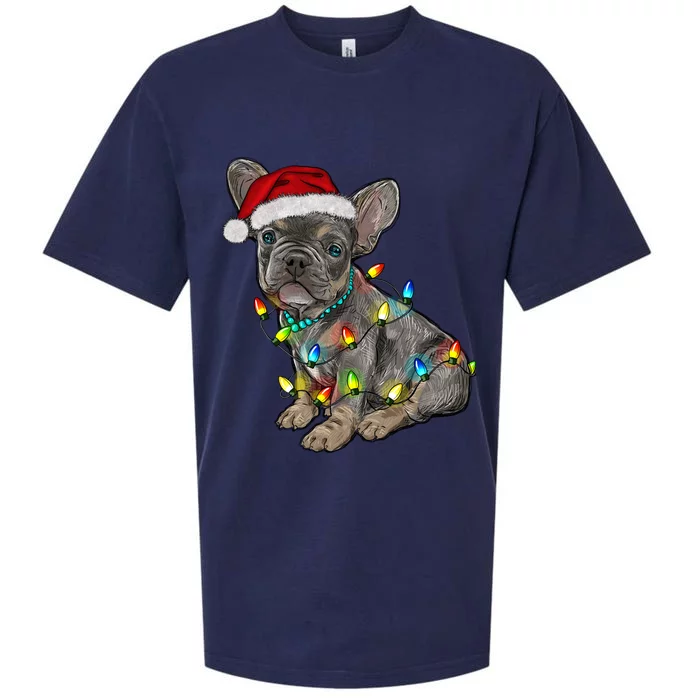 French Bulldog Frenchie Christmas Lights Cute Gift Sueded Cloud Jersey T-Shirt