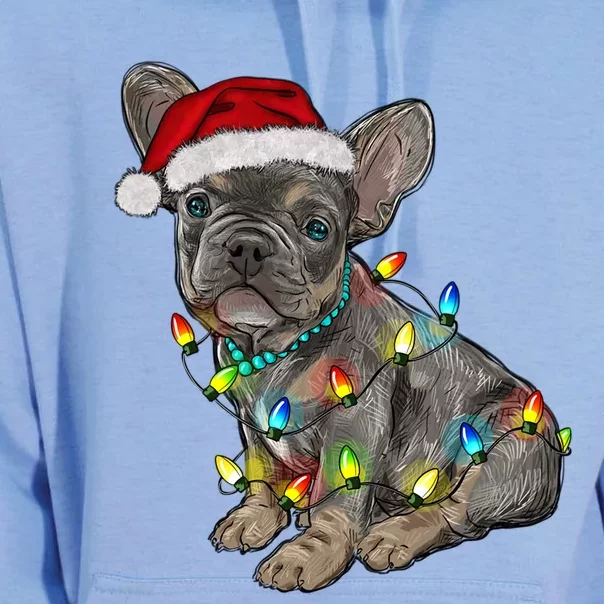 French Bulldog Frenchie Christmas Lights Cute Gift Unisex Surf Hoodie