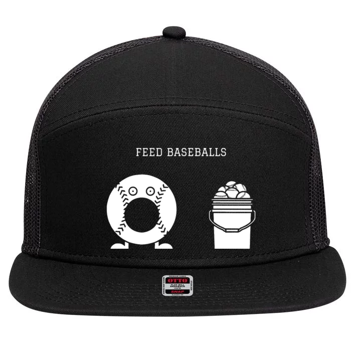 Feed Baseballs 7 Panel Mesh Trucker Snapback Hat