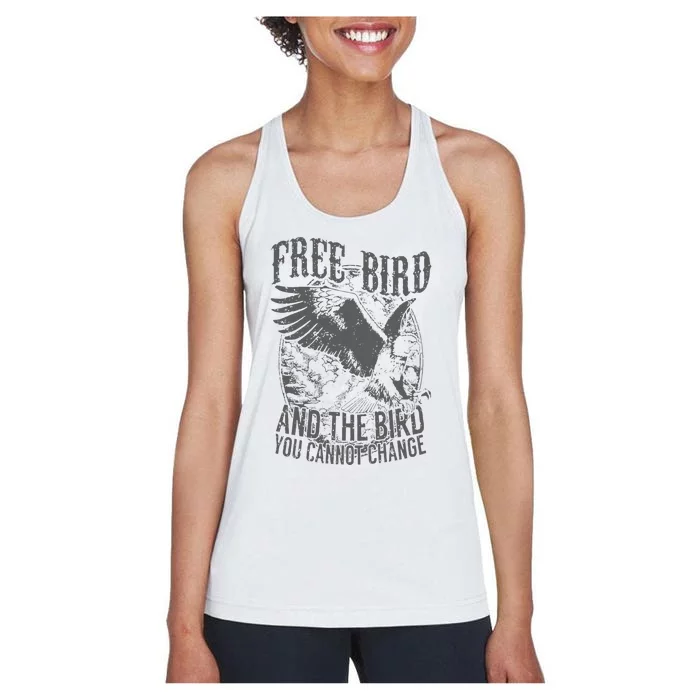 Free Bird Fiery Gift For Music Lovers Women's Racerback Tank