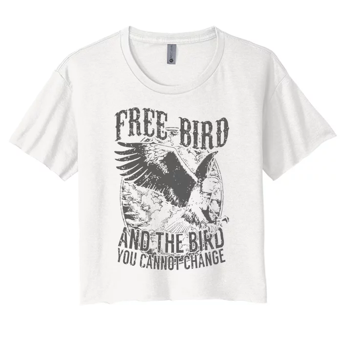 Free Bird Fiery Gift For Music Lovers Women's Crop Top Tee