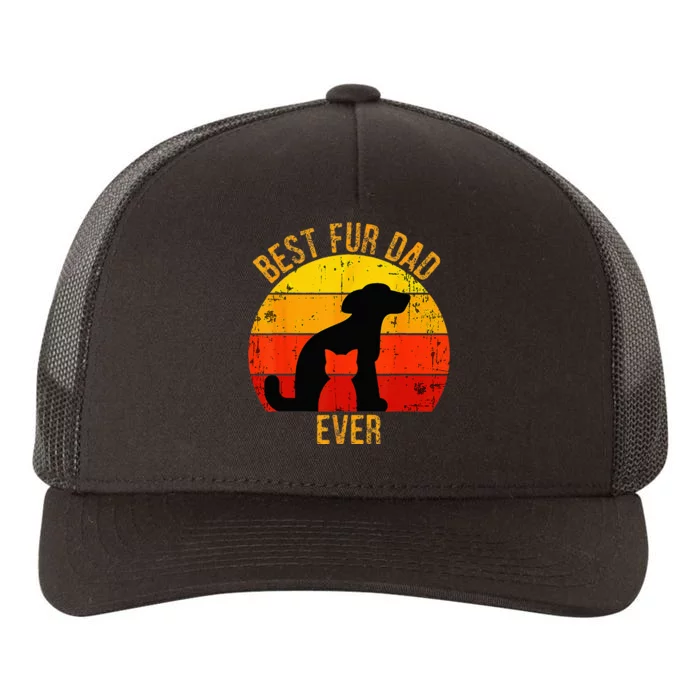 Funny Best Fur Dad Ever Vintage Retro Dog Cat Owner Yupoong Adult 5-Panel Trucker Hat