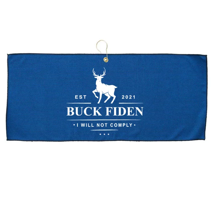 Funny Buck Fiden I Will Not Comply Anti Biden Liberals Large Microfiber Waffle Golf Towel