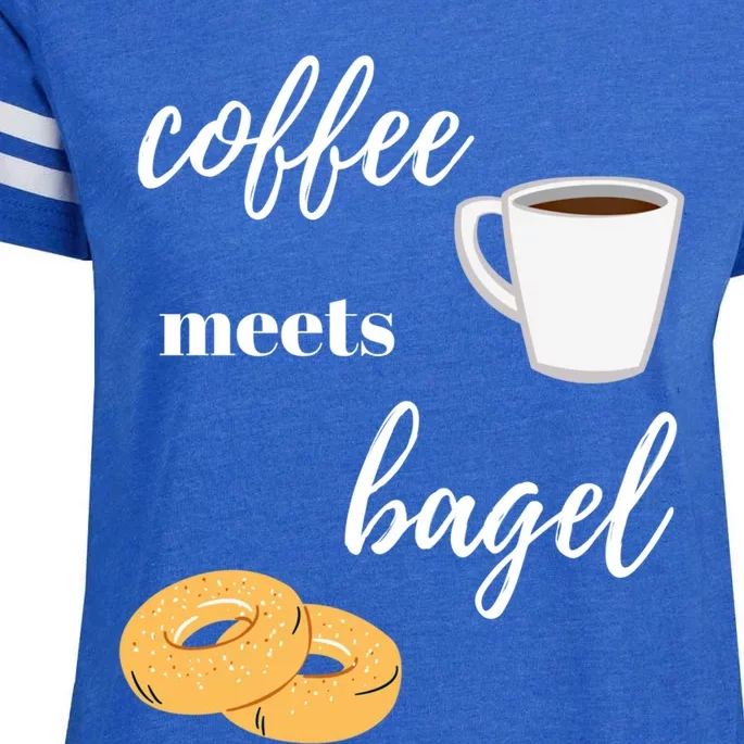 Funny Breakfast Food Lover Coffee Meets Bagels Foodie Gift Enza Ladies Jersey Football T-Shirt