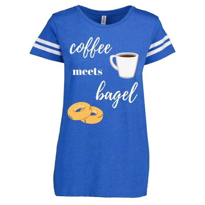 Funny Breakfast Food Lover Coffee Meets Bagels Foodie Gift Enza Ladies Jersey Football T-Shirt