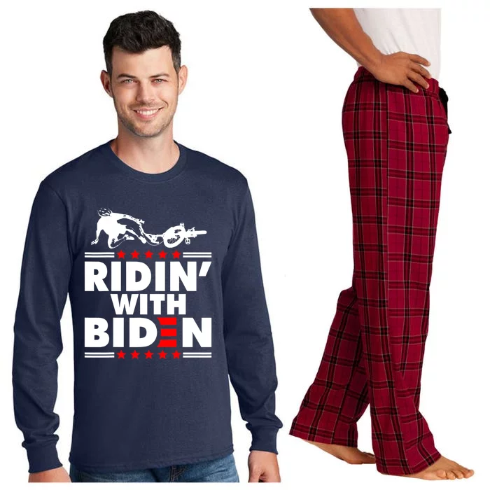 Funny Biden Falls Off Bike Ridin With Joe Biden Long Sleeve Pajama Set