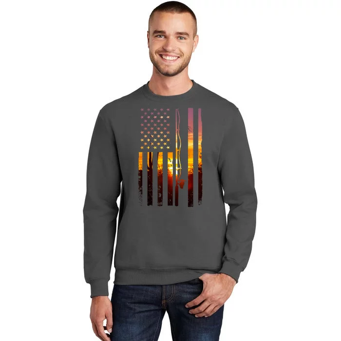 Funny Bass Fishing American Flag Fish Fisher Fisherman Usa Gift Tall Sweatshirt