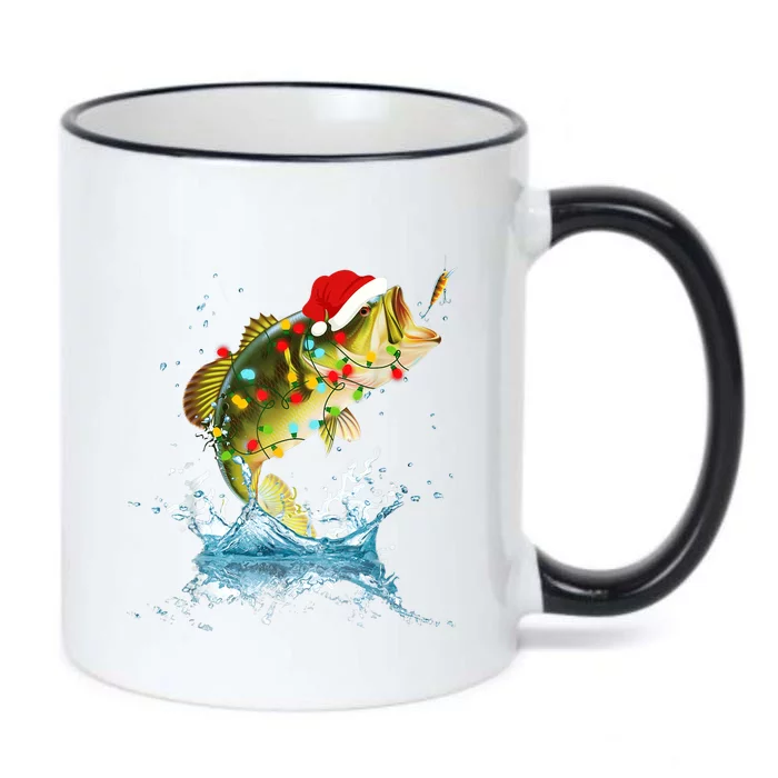 Funny Bass Fishing Santa Hat Christmas Pajama Fishermen Fish Black Color Changing Mug