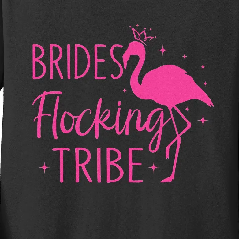 Flamingo Brides Flocking Tribe Funny Pink Bird Lovers Kids Long Sleeve Shirt