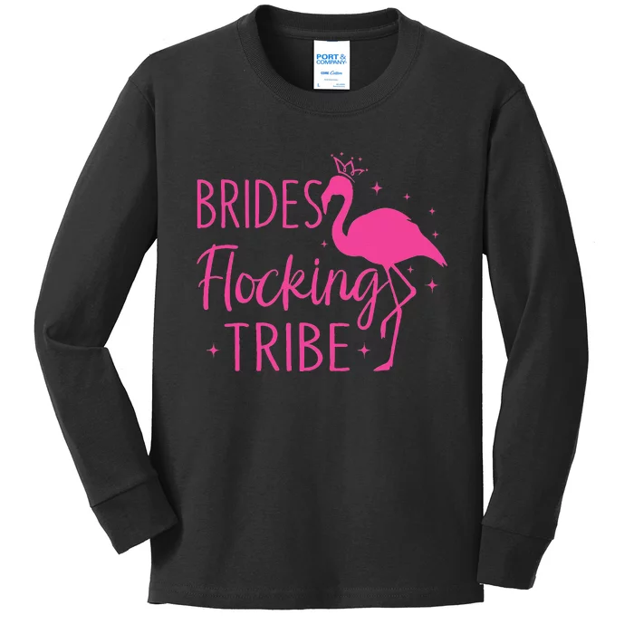 Flamingo Brides Flocking Tribe Funny Pink Bird Lovers Kids Long Sleeve Shirt