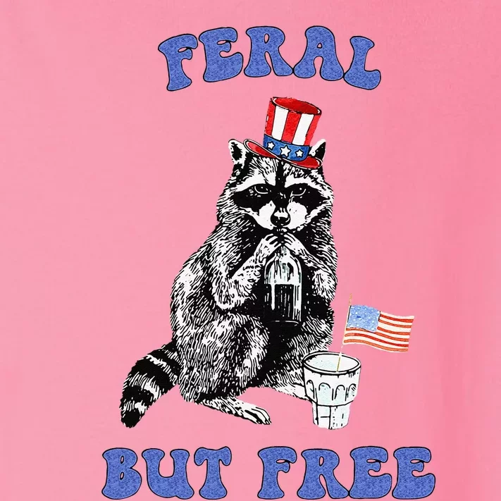 Feral But Free Funny 4th Of July Raccoon Independence Day Toddler Long Sleeve Shirt