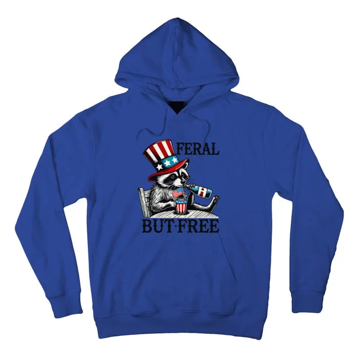 Feral But Free Patriotic Raccoon Funny Usa Tall Hoodie