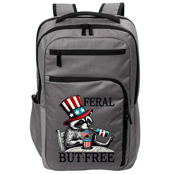 Feral But Free Patriotic Raccoon Funny Usa Impact Tech Backpack