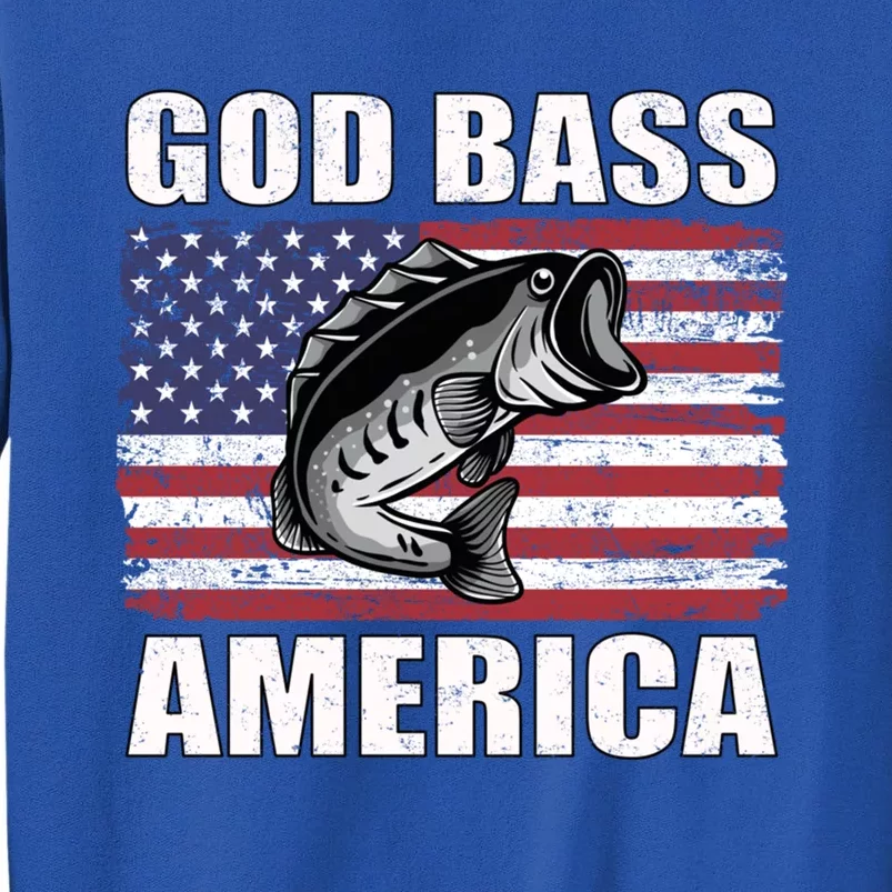 Funny Bass Fishing God Bass America Us American Flag Retro Gift Tall Sweatshirt