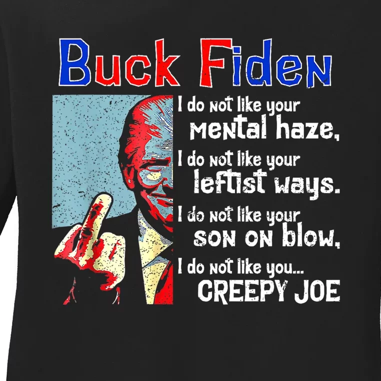 Funny Buck Fiden Trump 2024 Ladies Long Sleeve Shirt