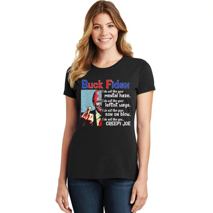 Funny Buck Fiden Trump 2024 Women's T-Shirt