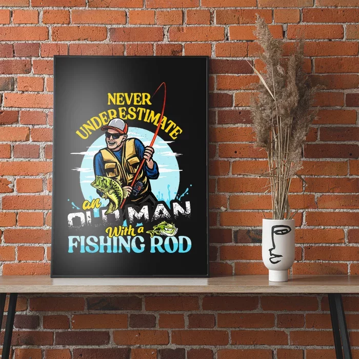 Funny Bass Fishing Birthday Father's Day Old Man Poster