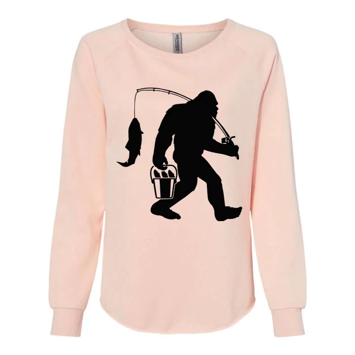 Funny Bigfoot Fishing Sasquatch  Gift Womens California Wash Sweatshirt