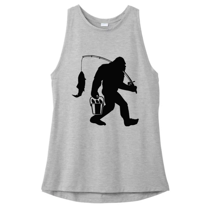 Funny Bigfoot Fishing Sasquatch  Gift Ladies Tri-Blend Wicking Tank