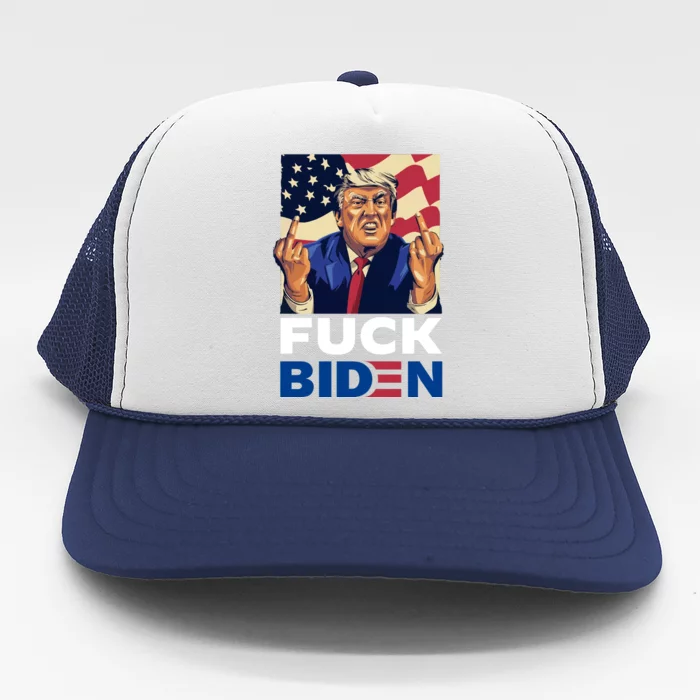 Fuck Biden Funny Trump Middle Finger Trucker Hat