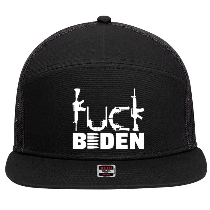 Fuck Biden Funny Anti Joe Biden 7 Panel Mesh Trucker Snapback Hat