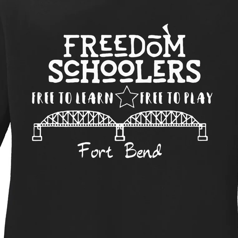 Fort Bend Freedom Schoolers T White Logo Dark Ladies Long Sleeve Shirt