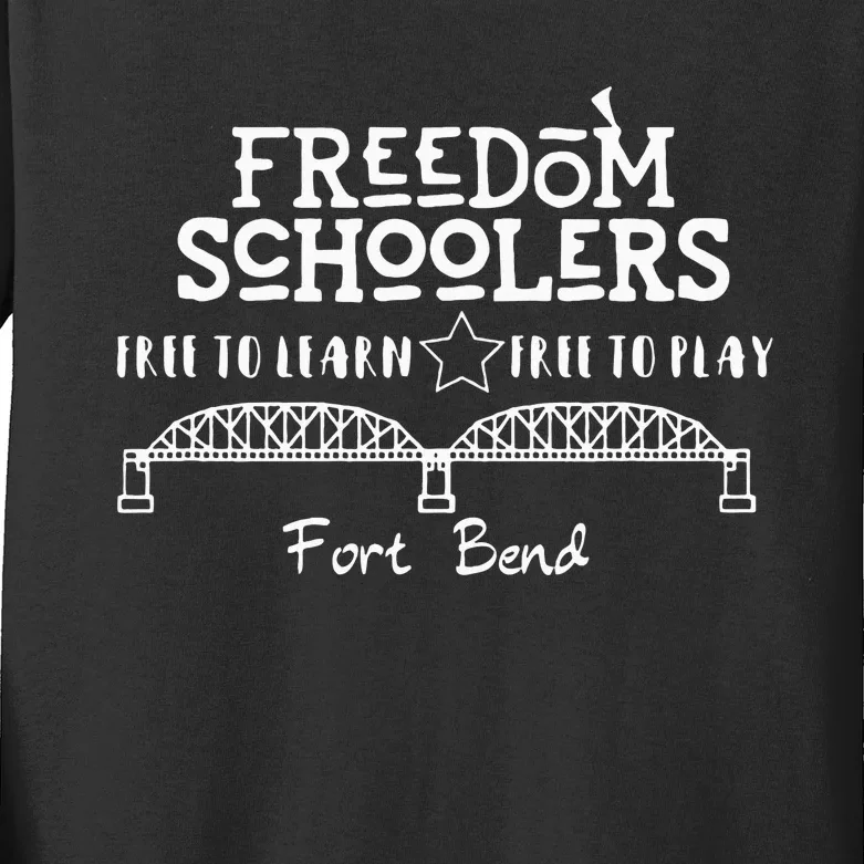 Fort Bend Freedom Schoolers T White Logo Dark Kids Long Sleeve Shirt