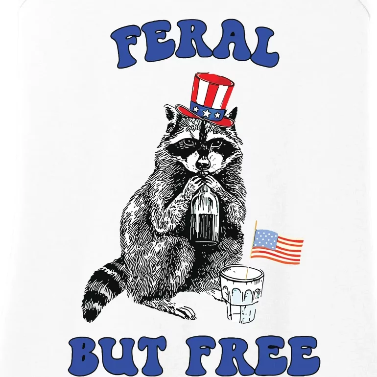 Feral But Free Funny 4th Of July Raccoon Independence Day Ladies Essential Tank