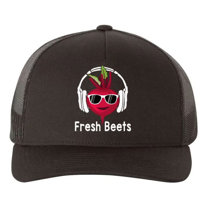 Fresh Beets Funny Cool Beetroot Headphone Music Beat Pun Yupoong Adult 5-Panel Trucker Hat