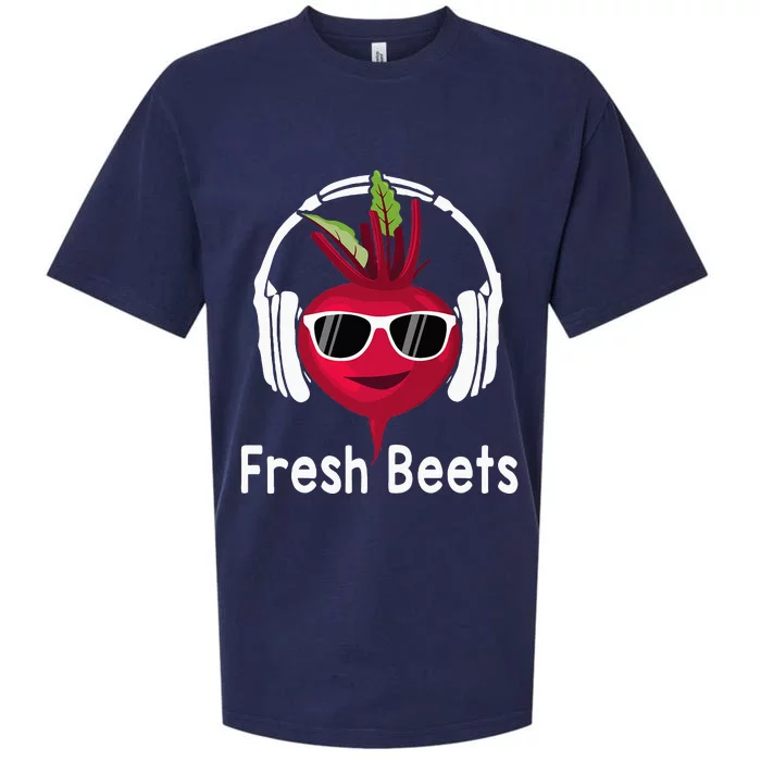 Fresh Beets Funny Cool Beetroot Headphone Music Beat Pun Sueded Cloud Jersey T-Shirt