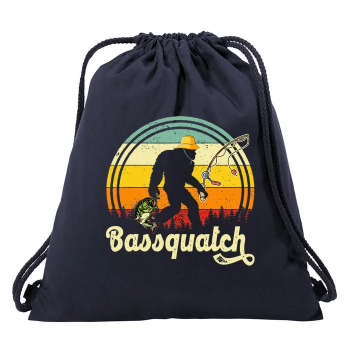 Funny Bigfoot Fishing Outdoor Fishing Gifts Drawstring Bag