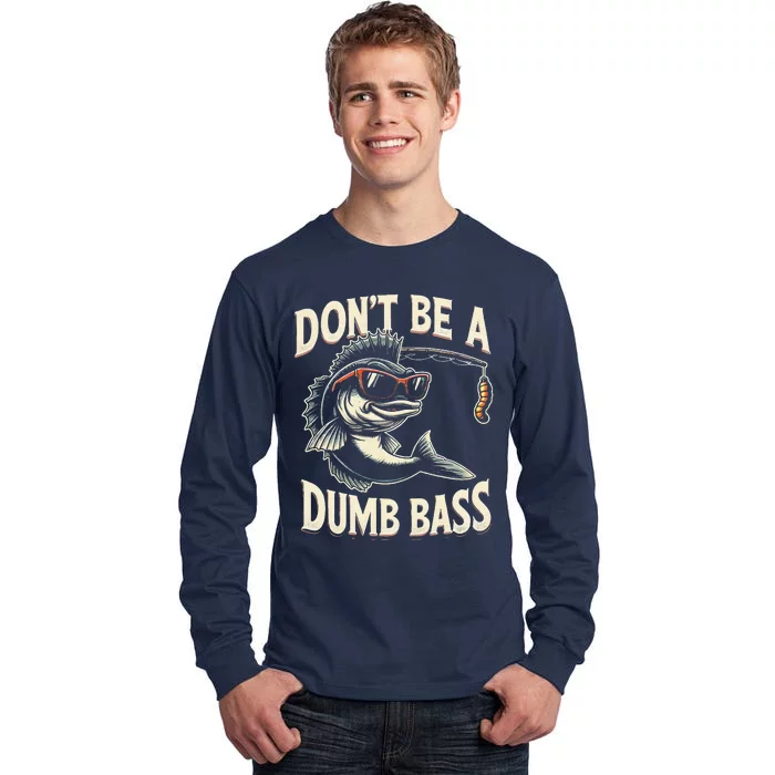 Funny Bass Fishing Stuff Funny Dad Bass Fish Papa Fishing Tall Long Sleeve T-Shirt