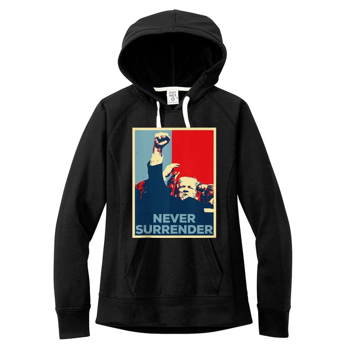 Fist Bump Fight Trump Poster Trump 2024 Never Surrender Women's Fleece Hoodie