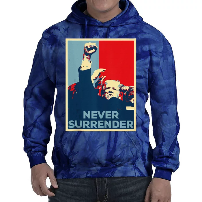 Fist Bump Fight Trump Poster Trump 2024 Never Surrender Tie Dye Hoodie