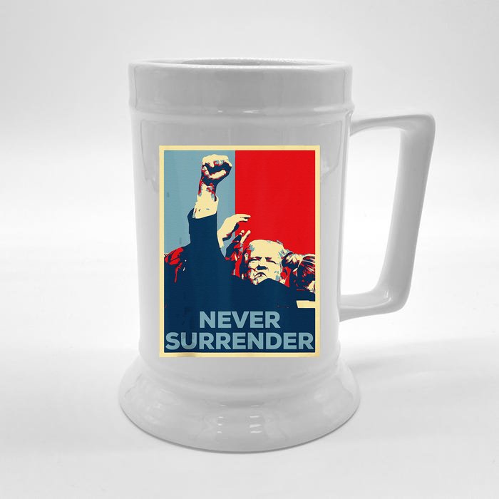 Fist Bump Fight Trump Poster Trump 2024 Never Surrender Front & Back Beer Stein