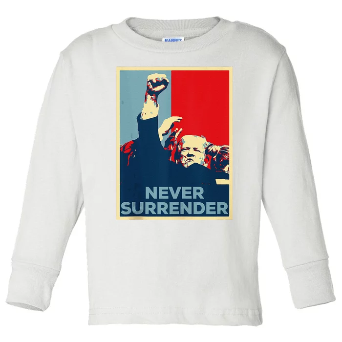 Fist Bump Fight Trump Poster Trump 2024 Never Surrender Toddler Long Sleeve Shirt