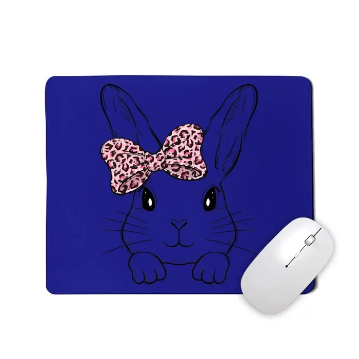 Funny Bunny Face Leopard Bow Tie Easter Day Meaningful Gift Mousepad