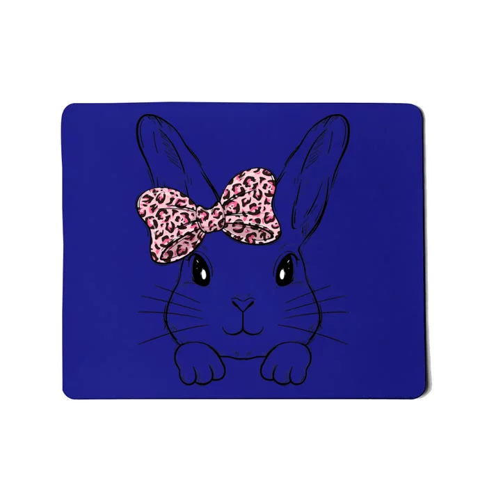 Funny Bunny Face Leopard Bow Tie Easter Day Meaningful Gift Mousepad